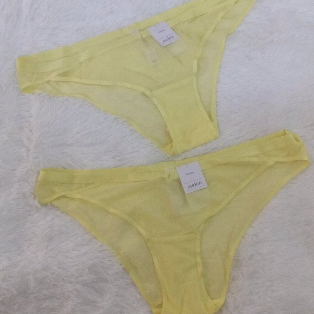 2 - Auden Women's Mesh Blend Cheeky Underwear Panties (Size L/12-14) Yellow -NEW